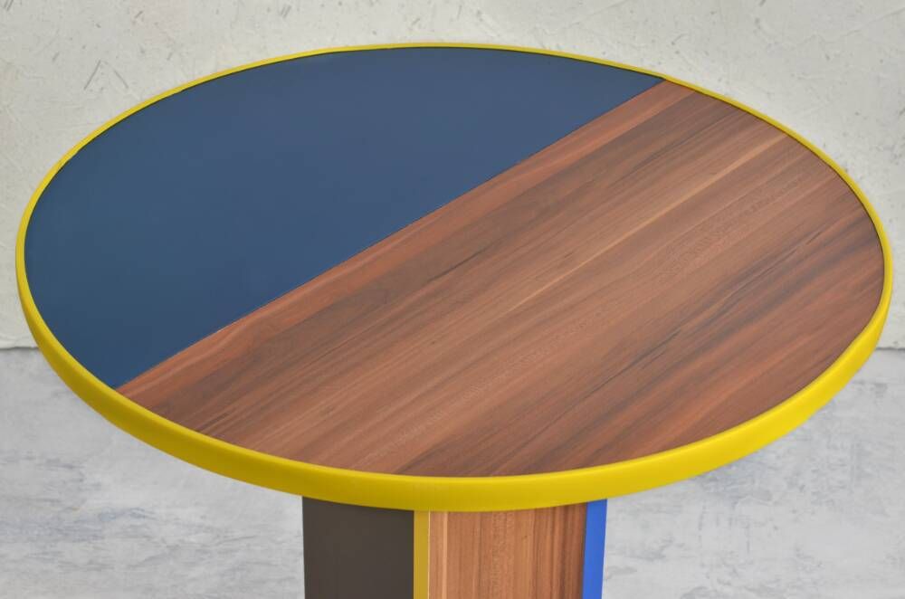 Handmade table made from recycled materials. Neoplasticism-style table.