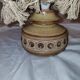 Vintage 70s Jersey Pottery ceramic lamp with macrame shade