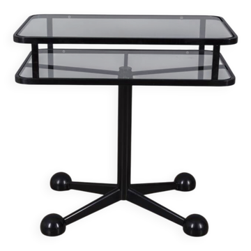 Vintage Trolley Table in Black Metal And Glass from Allegri 1970s