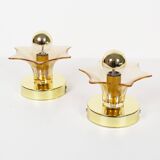 Pair of Murano Glass and brass wall lamps by Sische, Germany 1970's
