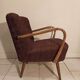 Vintage cocktail armchair armrests curved wood 1950