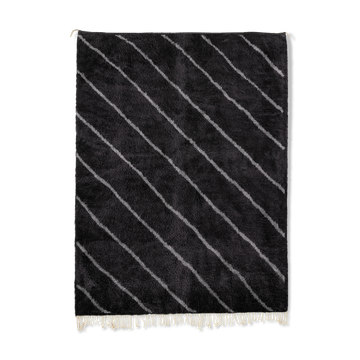 Tapis marocain moderne noir art contemporain 240x300cm