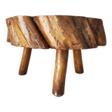 Vintage 1960s Brutalist Tripod Footstool Folk Art