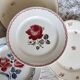 4 mismatched vintage flat plates with floral pattern - Lot Rosa