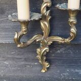 French Vintage Louis XV Style Bronze Candlestick & Sconce Set