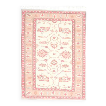 1970s Vintage Turkish Hand-Knotted Wool Cotton Pink Area Rug 223x314