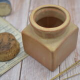Large glazed terracotta pot with original cork lid