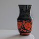 Sgraffito Scraffito enameled ceramic vase in green and orange colors - Year 1950