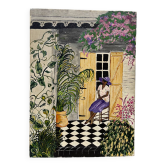 Native painting winter garden oil painting on canvas