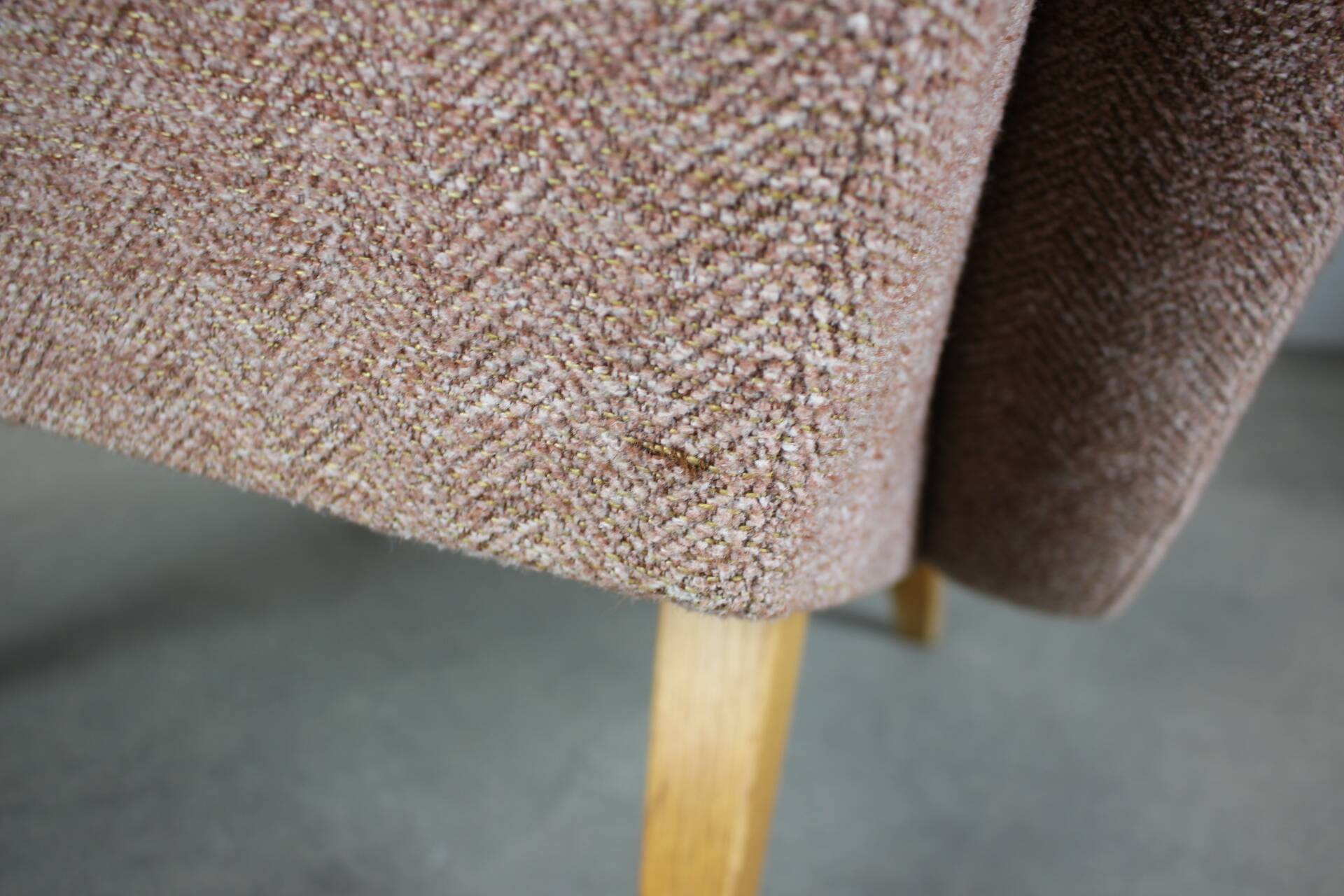 Mid-century wingback lounge chair in pink fabric, Czechoslovakia, 1970s