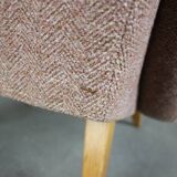 Mid-century wingback lounge chair in pink fabric, Czechoslovakia, 1970s