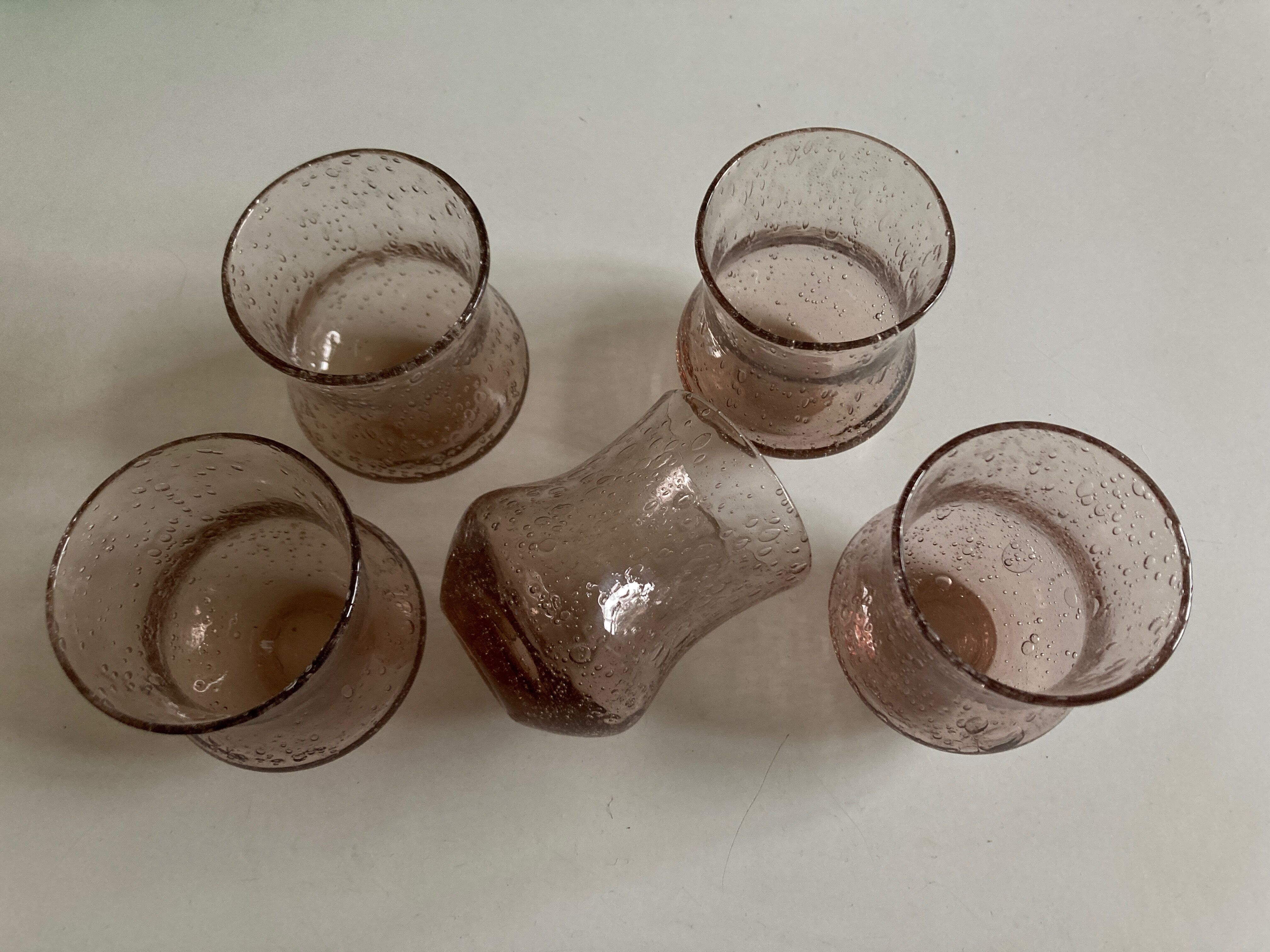 Set of 5 glasses of Biot cups in blown glass 1960