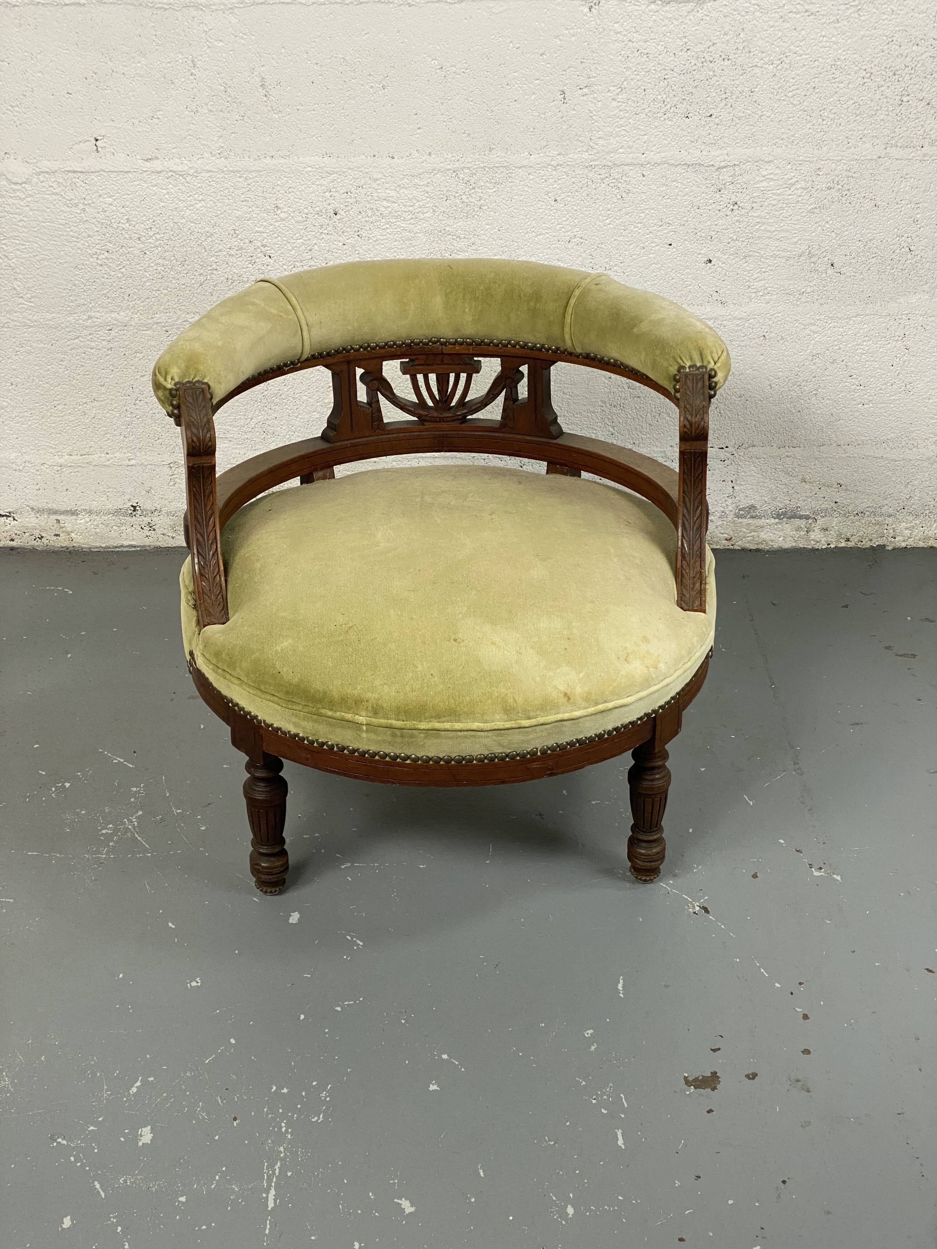 Fauteuil empire velours vert ancien