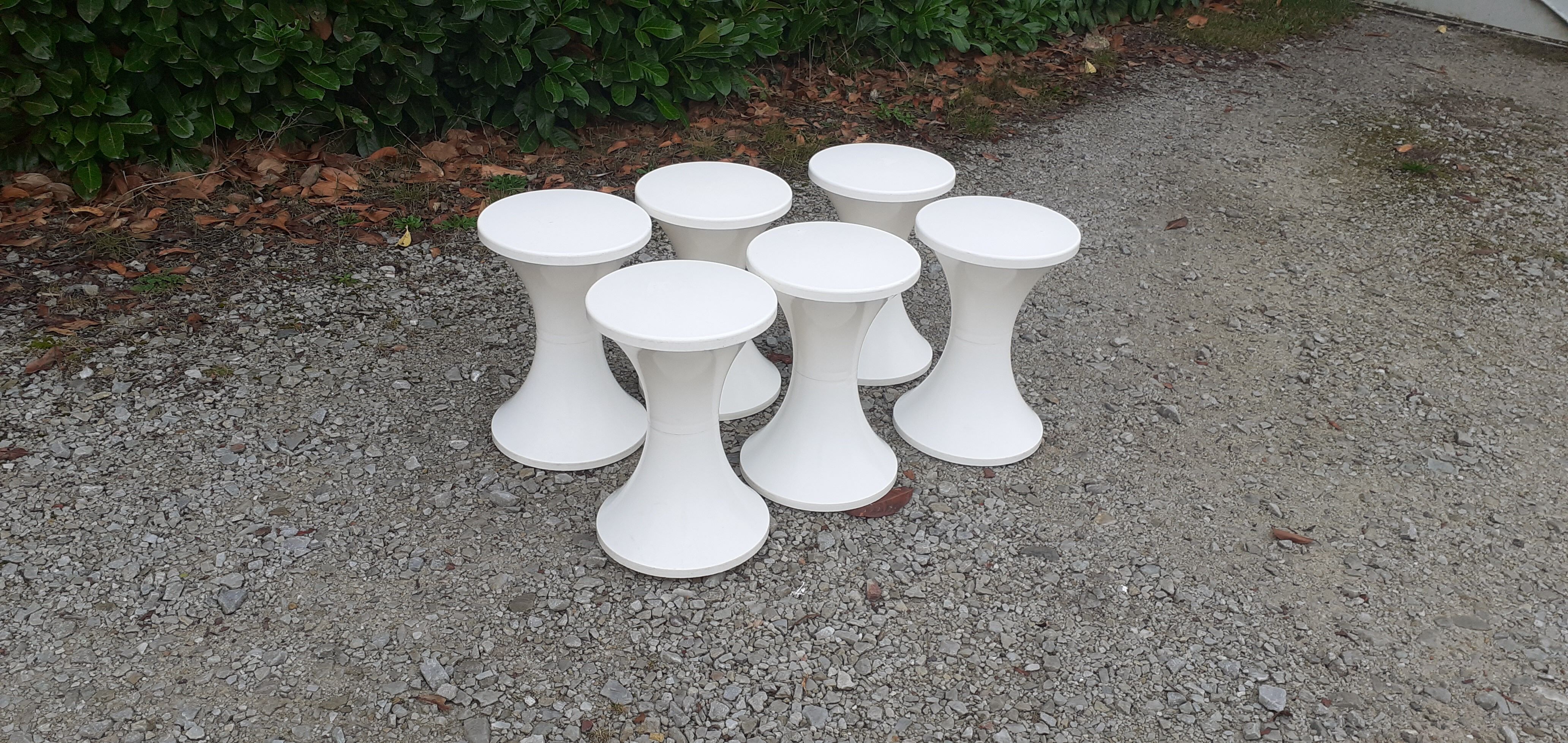 Lots of 6 stools Tam-Tam white Henry massonet stamp year 70 design