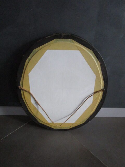 Miroir ovale bois noirci époque Napoléon III - 59x51cm
