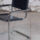 Pair of Bauhaus cantilever armchairs in chromed metal and leather, 1970