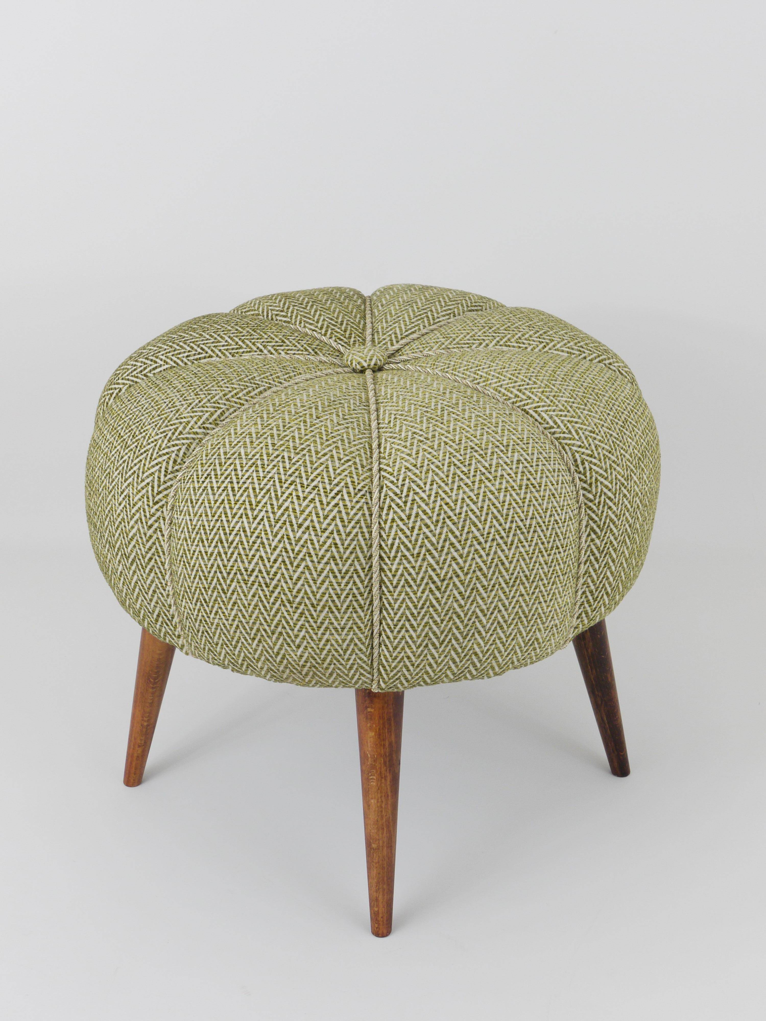 Up to Six Charming Zigzag Midcentury Stools, Pouf, Ottoman, Footstools, 1950s