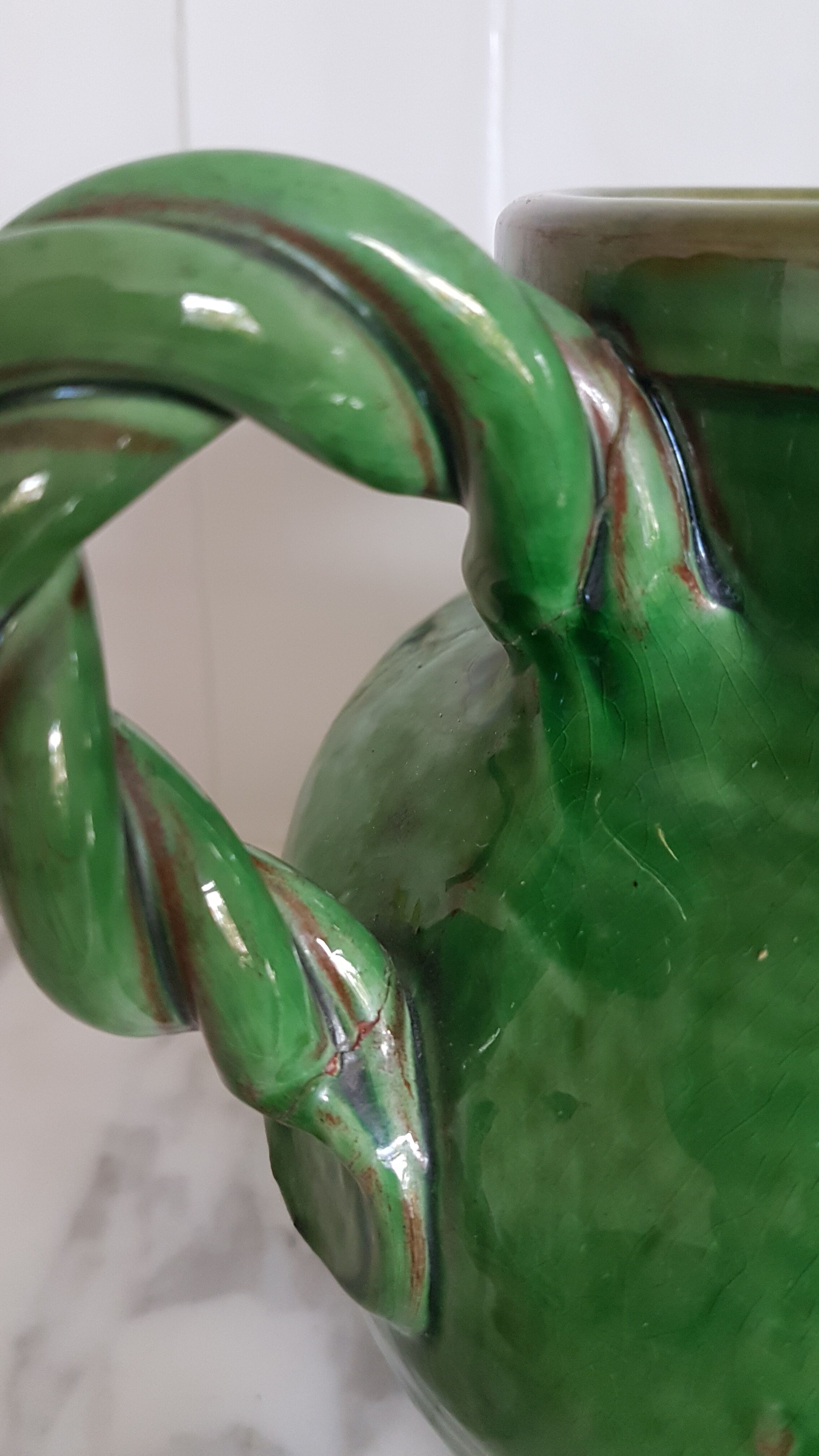 Green ceramic jug