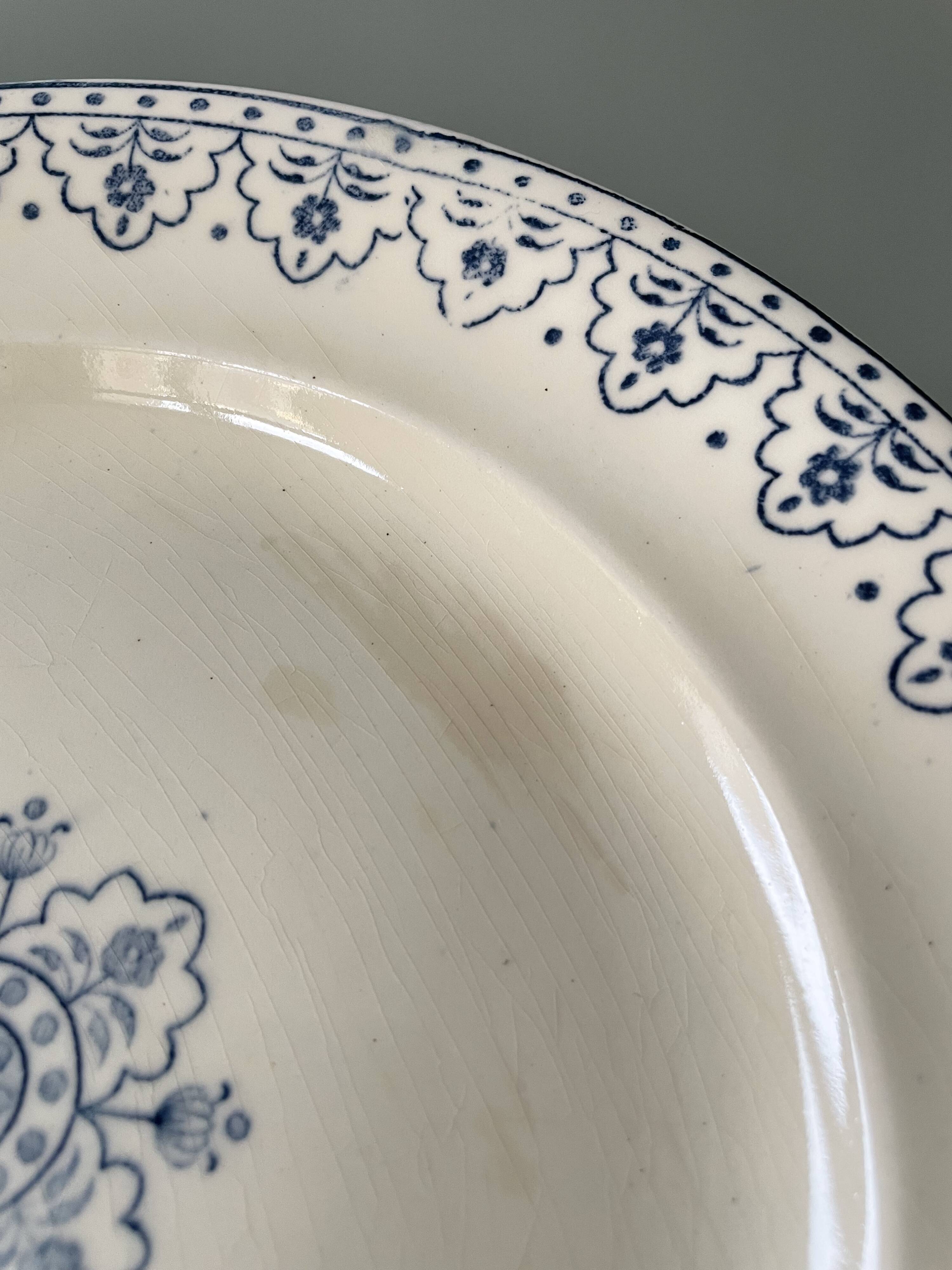 Series of 12 flat plates XIXth earthenware Terre de Fer Clairefontaine