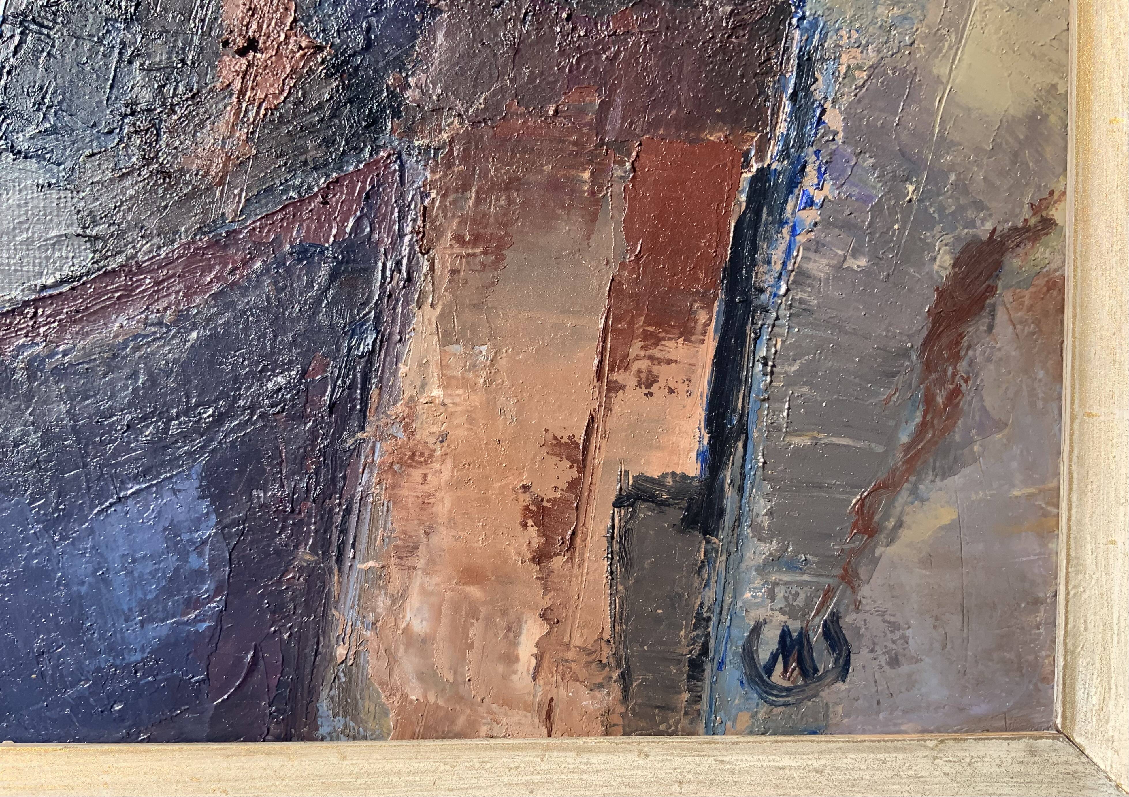 Vintage Modernist Swedish School Abstract Oil Painting