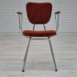 Fauteuil danois des années 1960, état d'origine, accoudoirs en bois de teck, acier chromé.