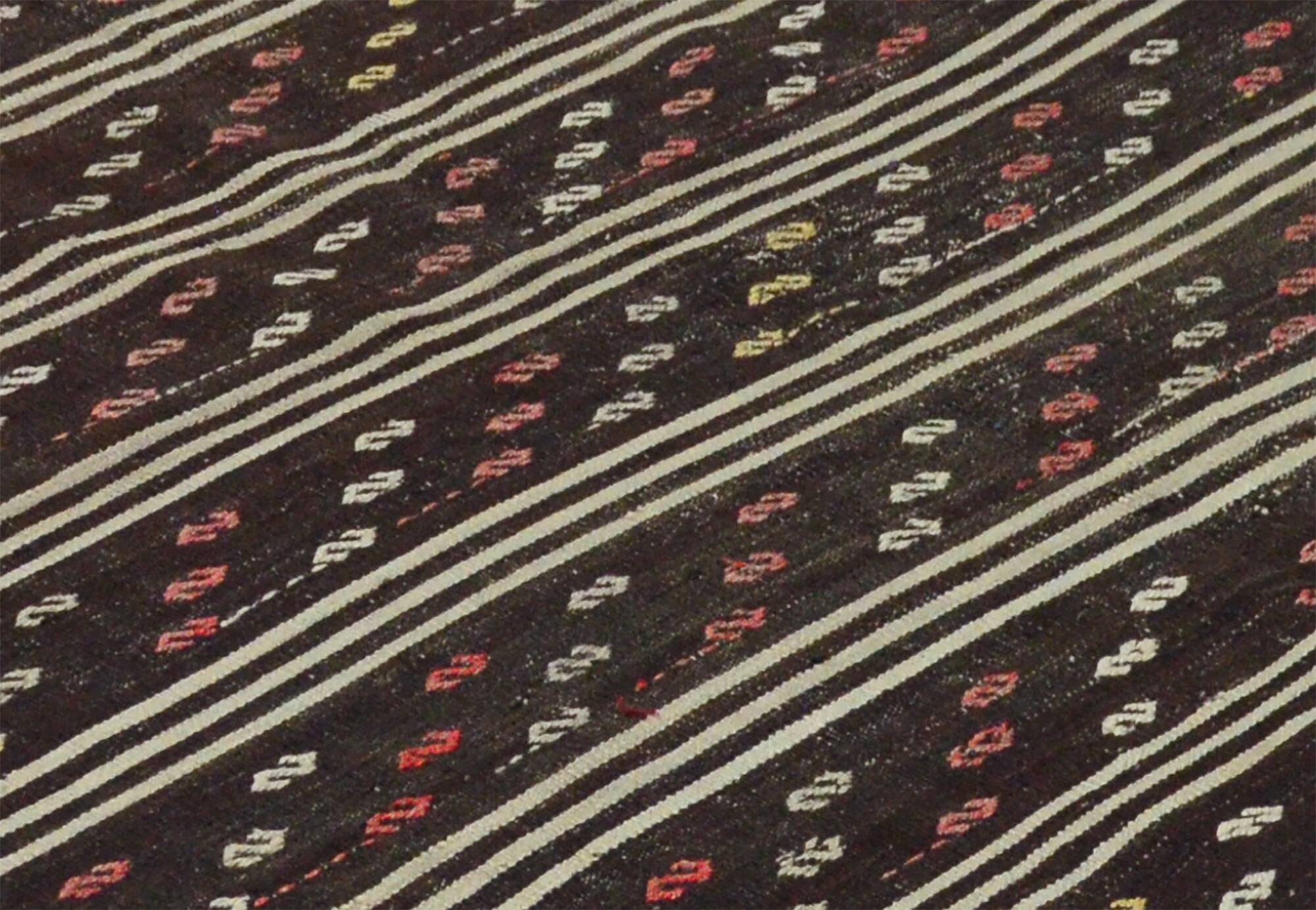 Tapis Kilim Turc Vintage Rayé 190x263 cm Laine Fait Main