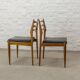 Solid Wood Ladder Dining Chairs with Square Black Leatherette Seating 1960s
