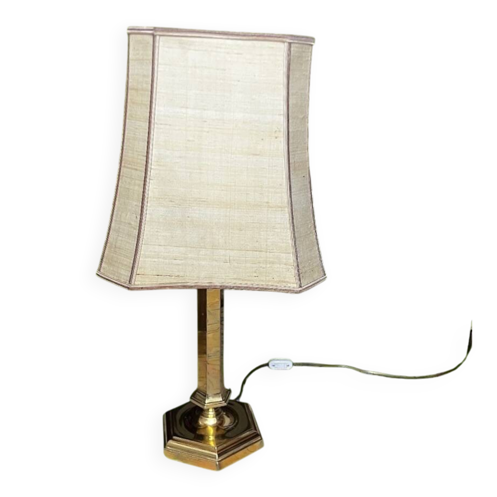 Hexagonal gold table lamp – Empire / Hollywood Regency style