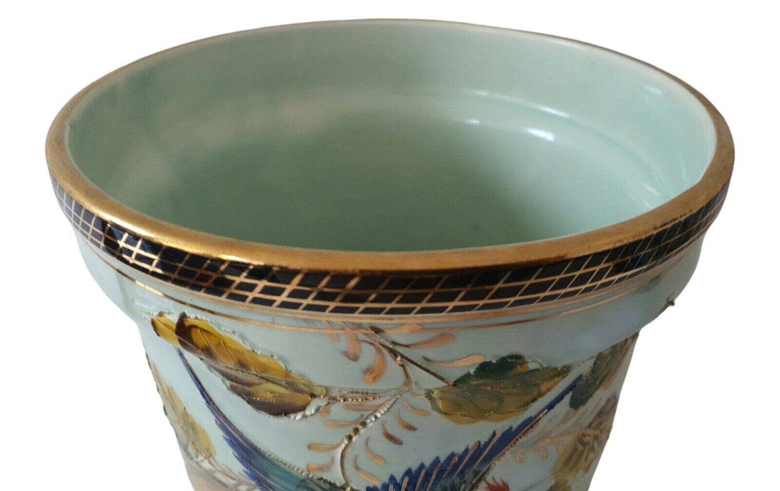 Magnificent Cache Pot Decorations Painted Bird Contour Grainy Relief Gilding Spoiler
