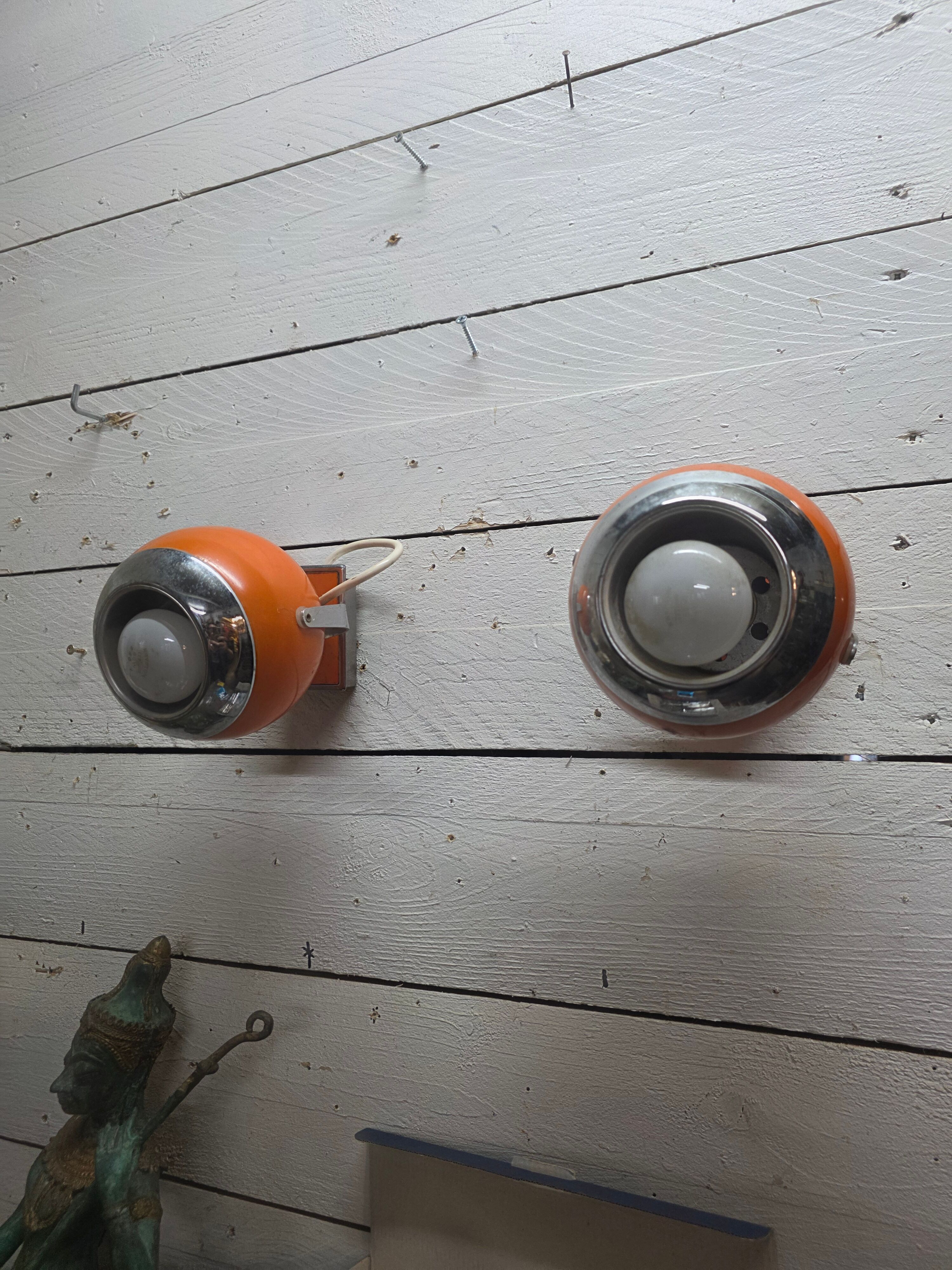 Pair of vintage 70s eyeball wall lights.