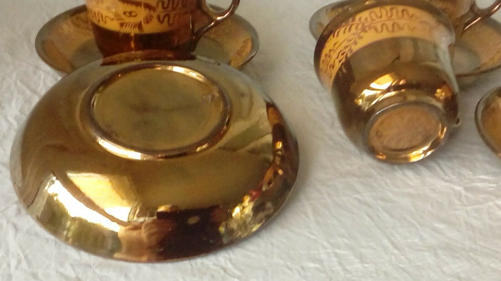 4 cups a cafe and under cups in faience of jersey