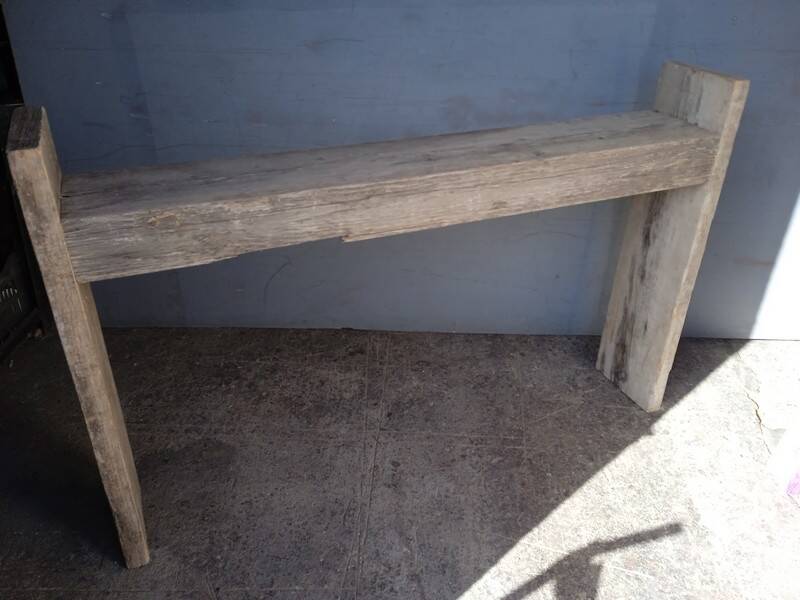 Brutalist console 148 cm old solid wood