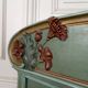 Art Nouveau bed in carved and painted wood, Poppies, Circa 1900