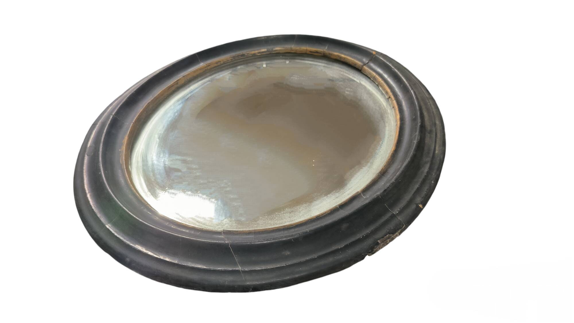 Antique oval wooden mirror