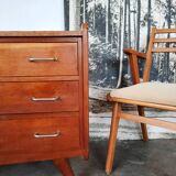 Commode chêne  pied compas, vintage reconstruction