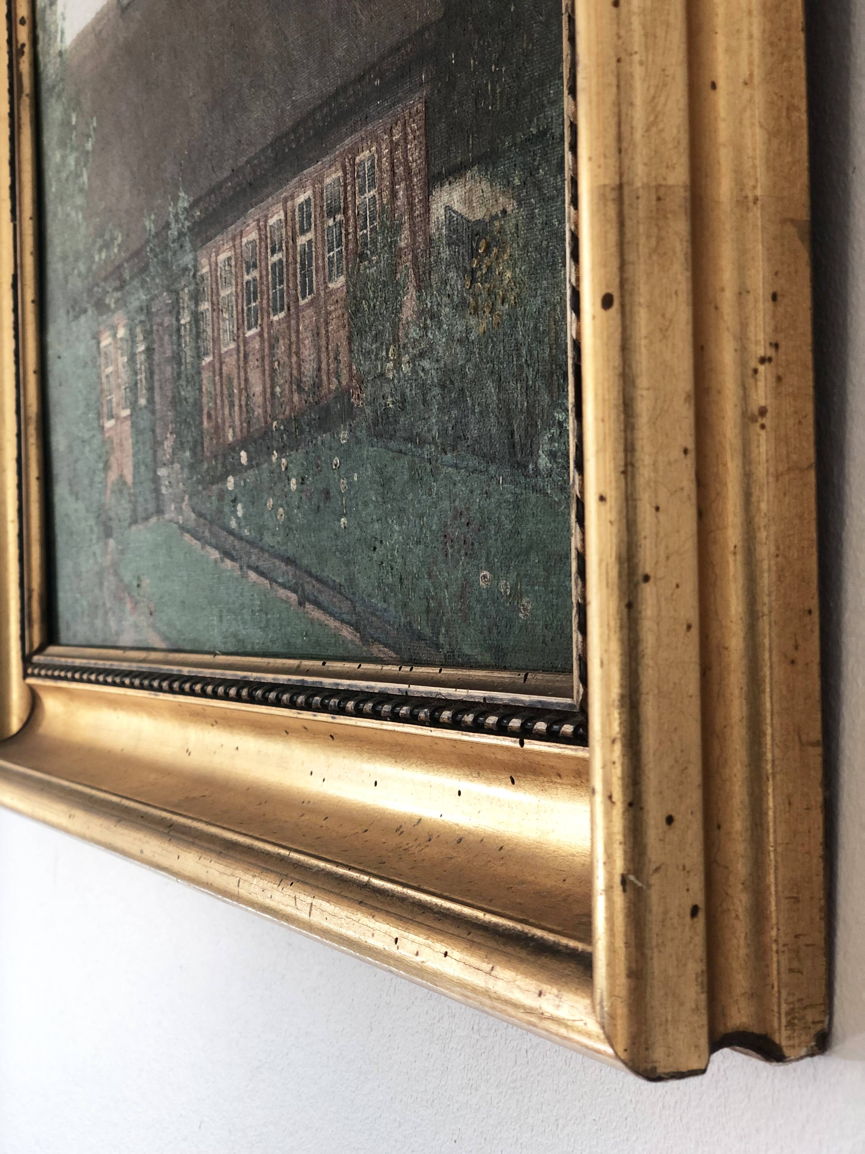 Original Vintage Oil Painting of a Cottage with Garden ( circa 1940)