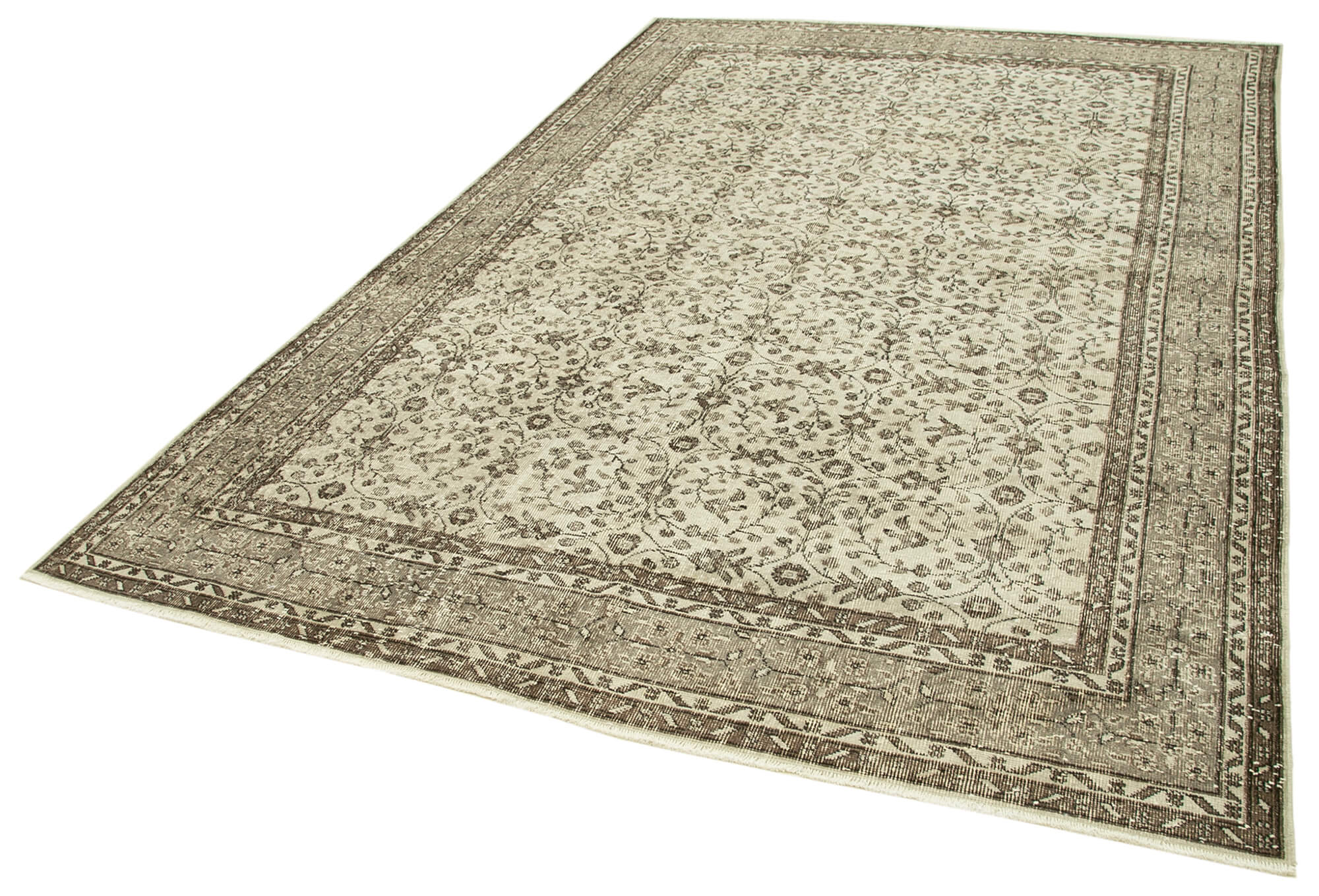 Handmade antique oriental beige carpet 207 cm x 310 cm