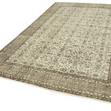 Tapis beige oriental ancien fait à la main 207 cm x 310 cm