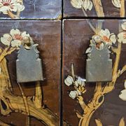 Vintage Chinese cabinet with birds & flowers, red & gold (bohemian)