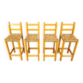 Vintage oak and papercord bar stools, 1960s - vintage bar stools
