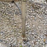 Coffee table from the 70s in chrome metal with smoked glass top in neo-classical style