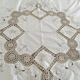 Vintage round cotton tablecloth and crocheted