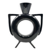 Organic modern black ceramic vase, Italy 1980s