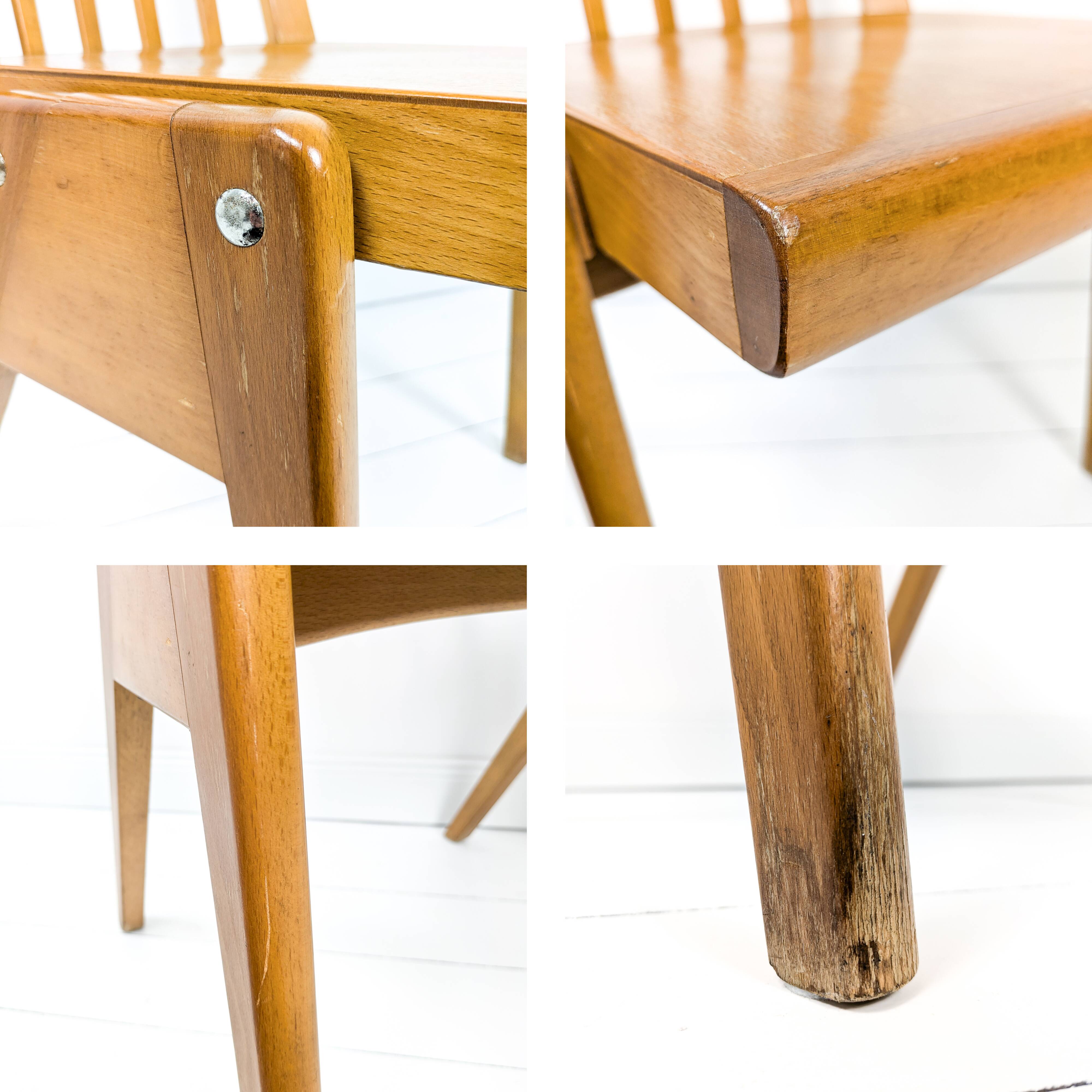 Set of 4 Danish Design Mid Century Wooden Stacking Chairs Streben Vintage Skandi Wooden Chair