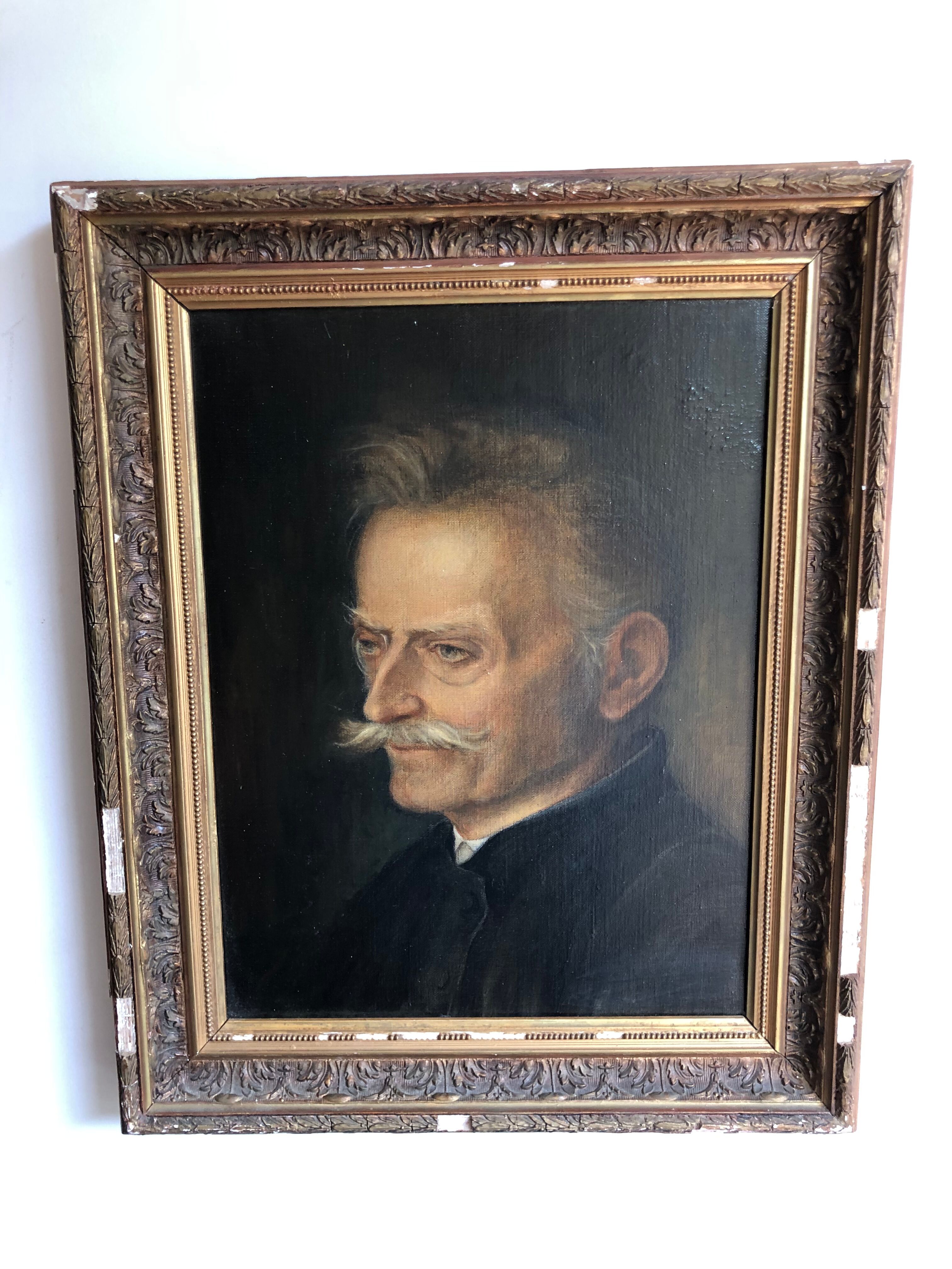 Portrait of a man with a mustache oil on canvas