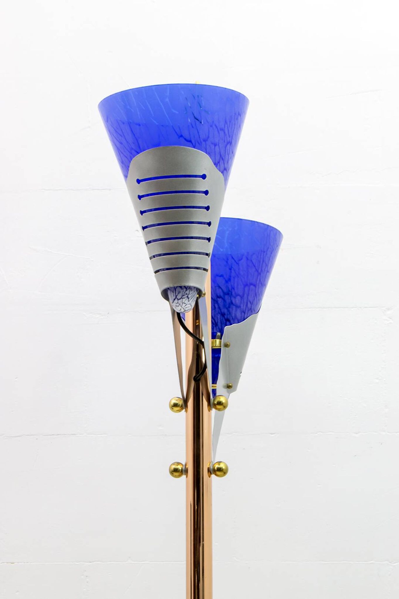 Relco Milano Modernist Italian Murano Glass and Brass Floor Lamp, 1980s