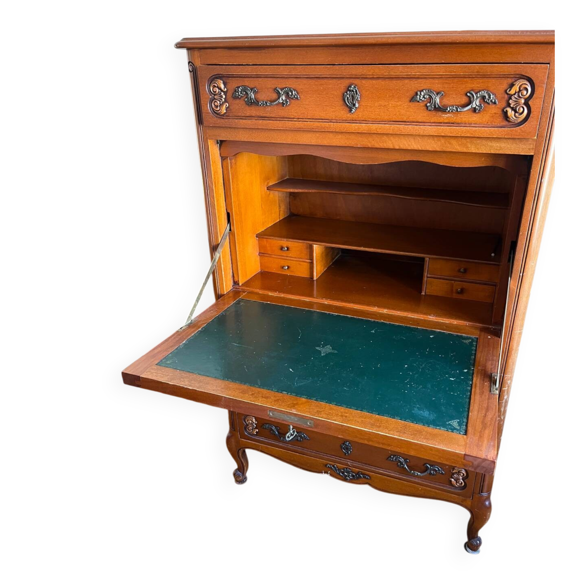 Wooden drop-leaf secretary in Louis XV style