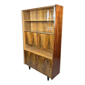 Restored Mid-Century Tapered Highboard Bar Cabinet  in Walnut & Mahogany