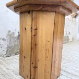 Hexagonal console table guéridon Regain pine 1970