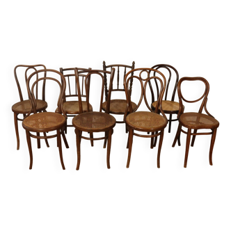 Series of 8 Thonet mismatched bistro chairs